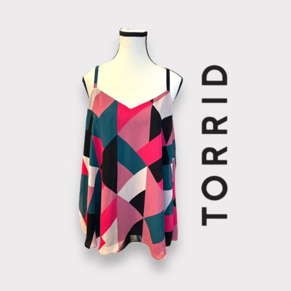 NWOT women’s Torrid Sophie Multi Colorblock Chiffon Swing Cami 1 1X 1XL 14 16 - Picture 2 of 13